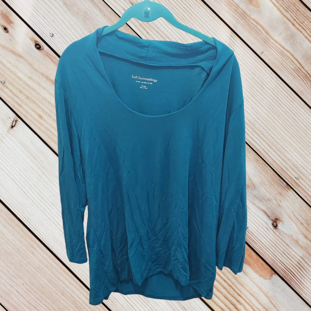 Soft Surroundings Teal Blue Long Sleeve Top